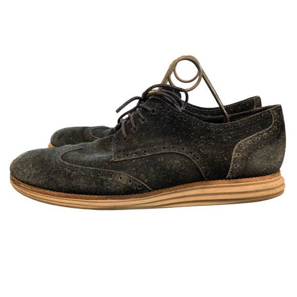 Cole Haan Lunargrand Wingtip Black Suede Brogue Oxford Sneakers Men's 13 - Picture 7 of 10